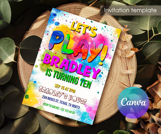Play Party Gamer customizable invitation template | Share or Print | HO852