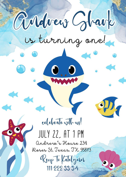Baby Shark customizable invitation template | Share or Print | IM630