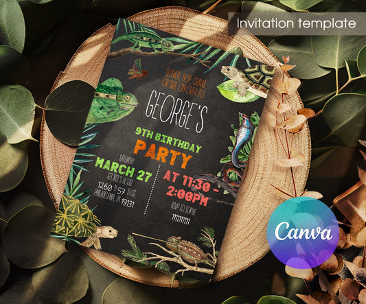 Reptile Lizard Snake customizable invitation template | Share or Print | JL025