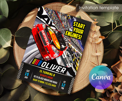 Nascar Ricky Bobby customizable invitation template | Share or Print | boy | EE441