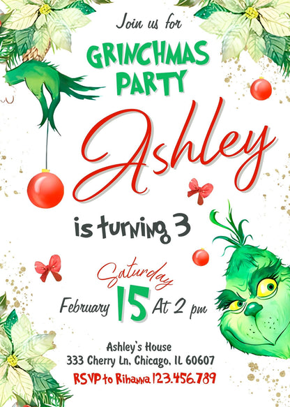 The Grinch  Merry Grinchmas customizable invitation template | Share or Print | JJ073