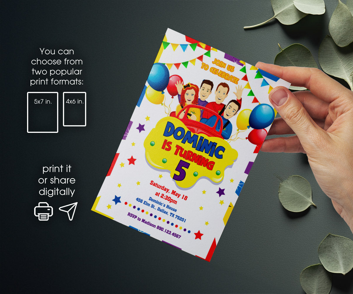 Wiggles One Finger One Thumb customizable invitation template | Share or Print | CQ305