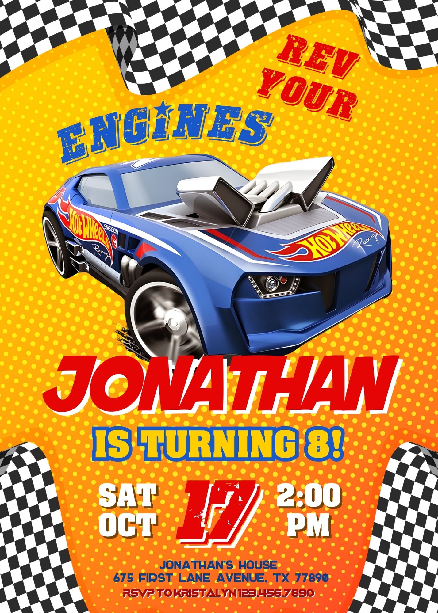 Hot Wheels Racing customizable invitation template | Share or Print | boy | RM339