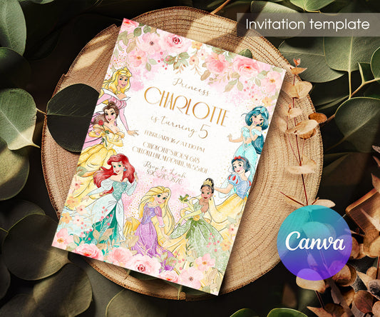 Disney Princess customizable invitation template | Share or Print | girl | BL074