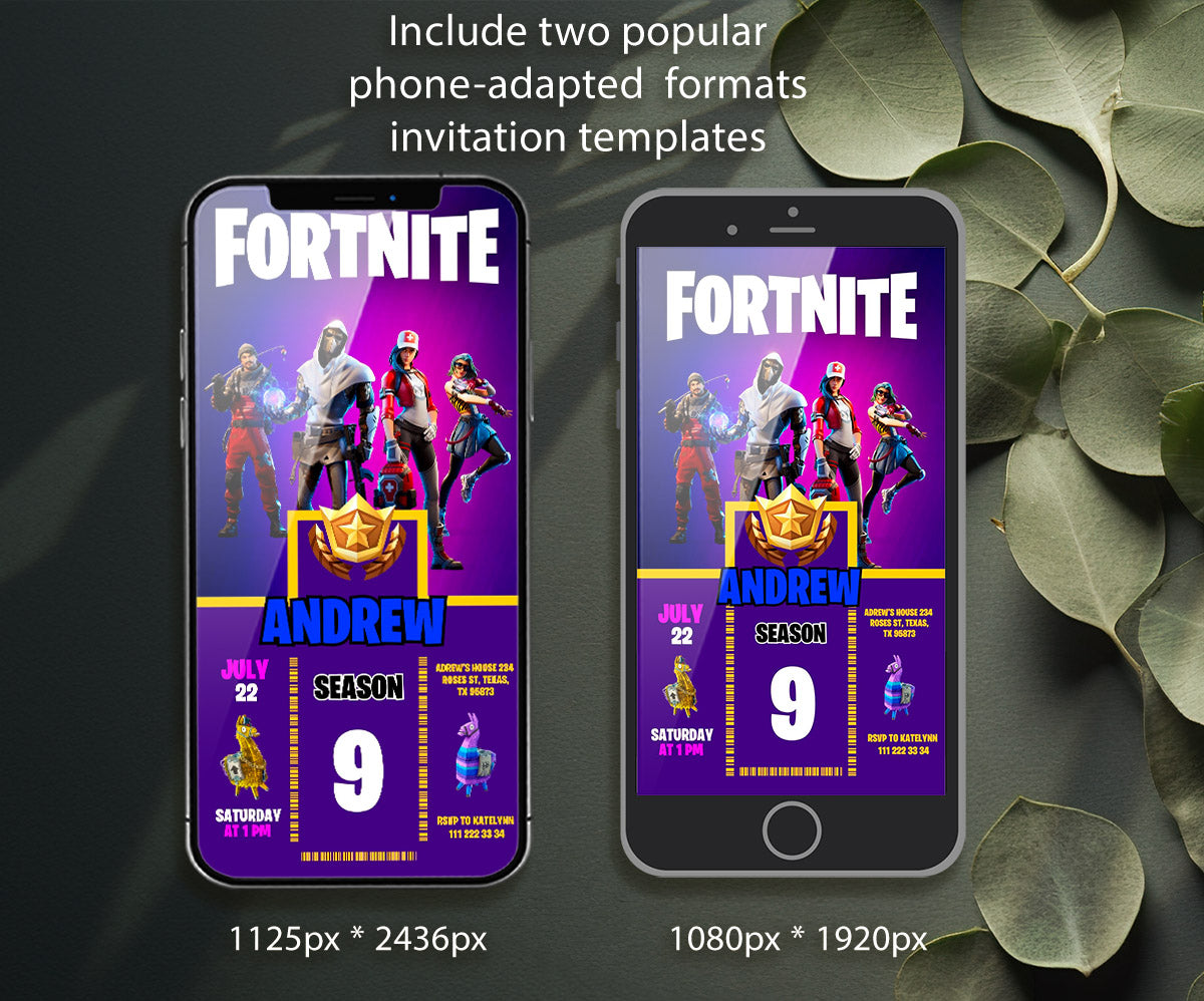 Fortnite Gamer customizable invitation template | Share or Print | boy | NN093