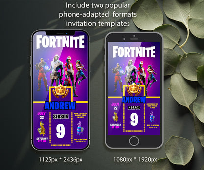 Fortnite Gamer customizable invitation template | Share or Print | boy | NN093