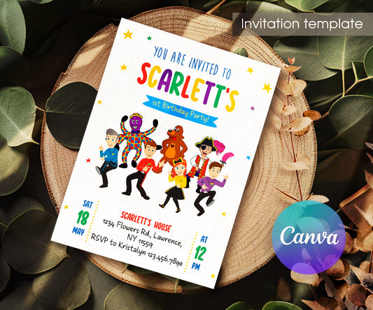 Wiggles One Finger One Thumb customizable invitation template | Share or Print | OP606