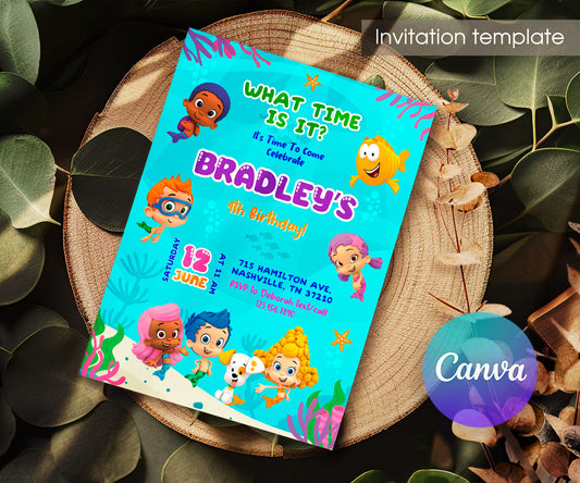 Bubble Guppies Molly Gil customizable invitation template | Share or Print | girl | SZ480