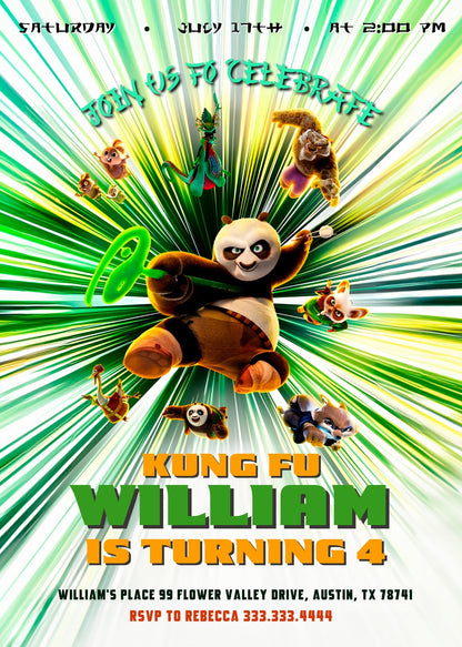 Kung Fu Panda Po customizable invitation template | Share or Print | NI455