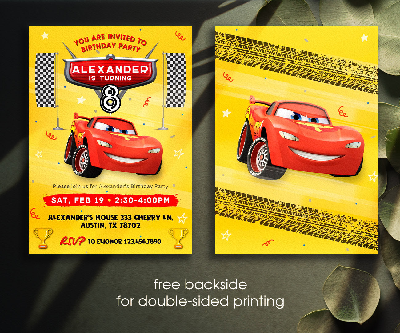 Cars Lightning McQueen customizable invitation template | Share or Print | boy | YG631