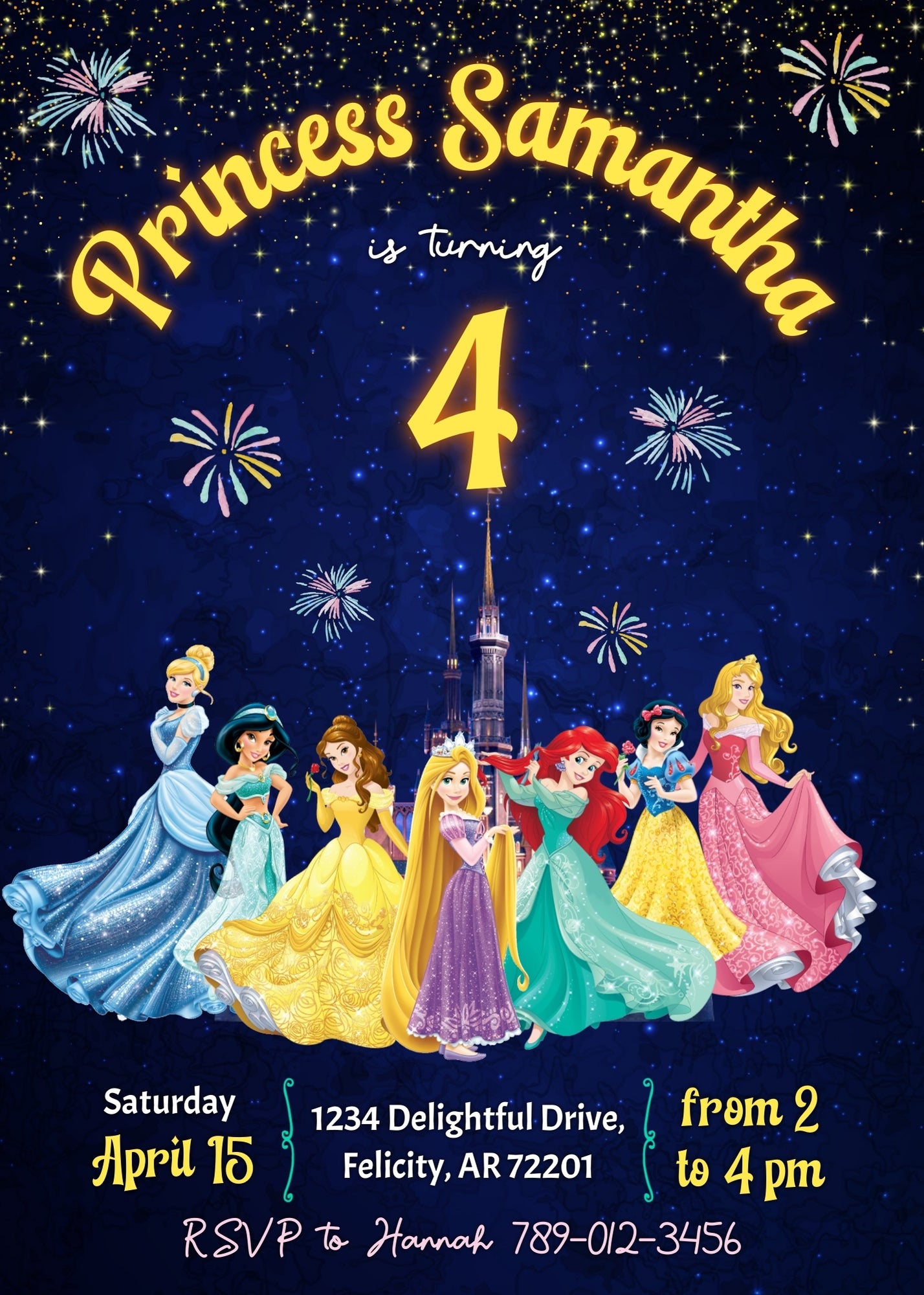 Disney Princess customizable invitation template | Share or Print | girl | OB136