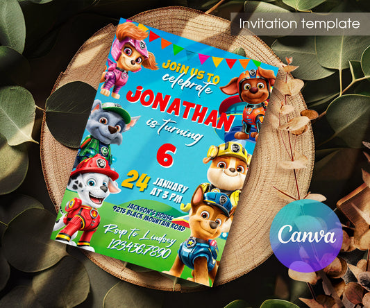 PAW Patrol customizable invitation template | Share or Print | TZ754