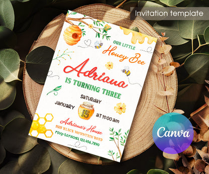 1st Bee Day Party customizable invitation template | Share or Print | US869