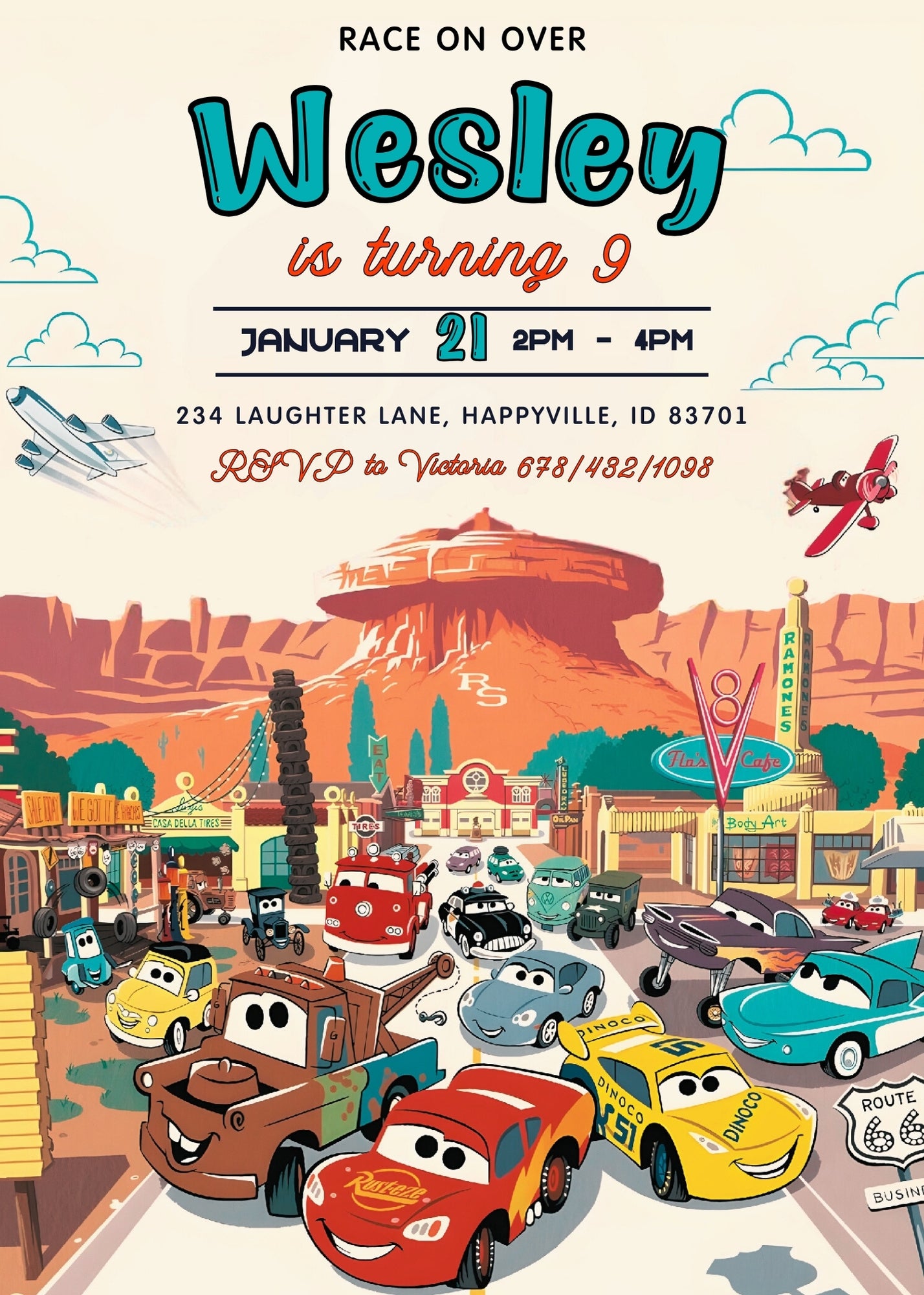 Cars Lightning McQueen customizable invitation template | Share or Print | boy | YK741