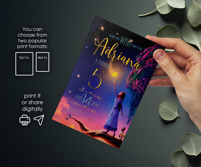 Wish Magic Asha customizable invitation template | Share or Print | girl | HA743