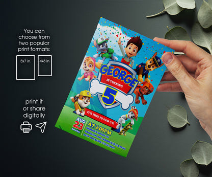 PAW Patrol customizable invitation template | Share or Print | PY830