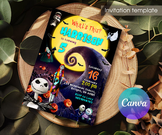 The Nightmare Before Christmas Halloween customizable invitation template | Share or Print | RH083