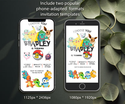 Pokemon Pikachu customizable invitation template | Share or Print | KC049
