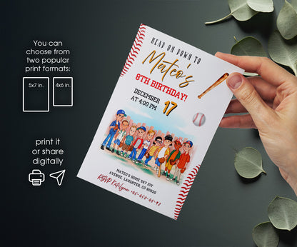 Baseball MLB Sport customizable invitation template | Share or Print | AP904