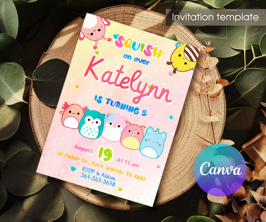 Squishmallows customizable invitation template | Share or Print | HO638