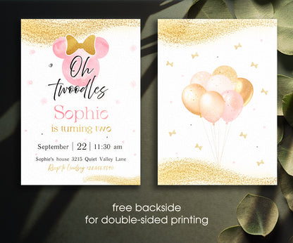 Minnie Mouse Disney Mickey customizable invitation template | Share or Print | girl | MM084