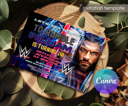 Wrestling WWE WrestleMania customizable invitation template | Share or Print | boy | TY036
