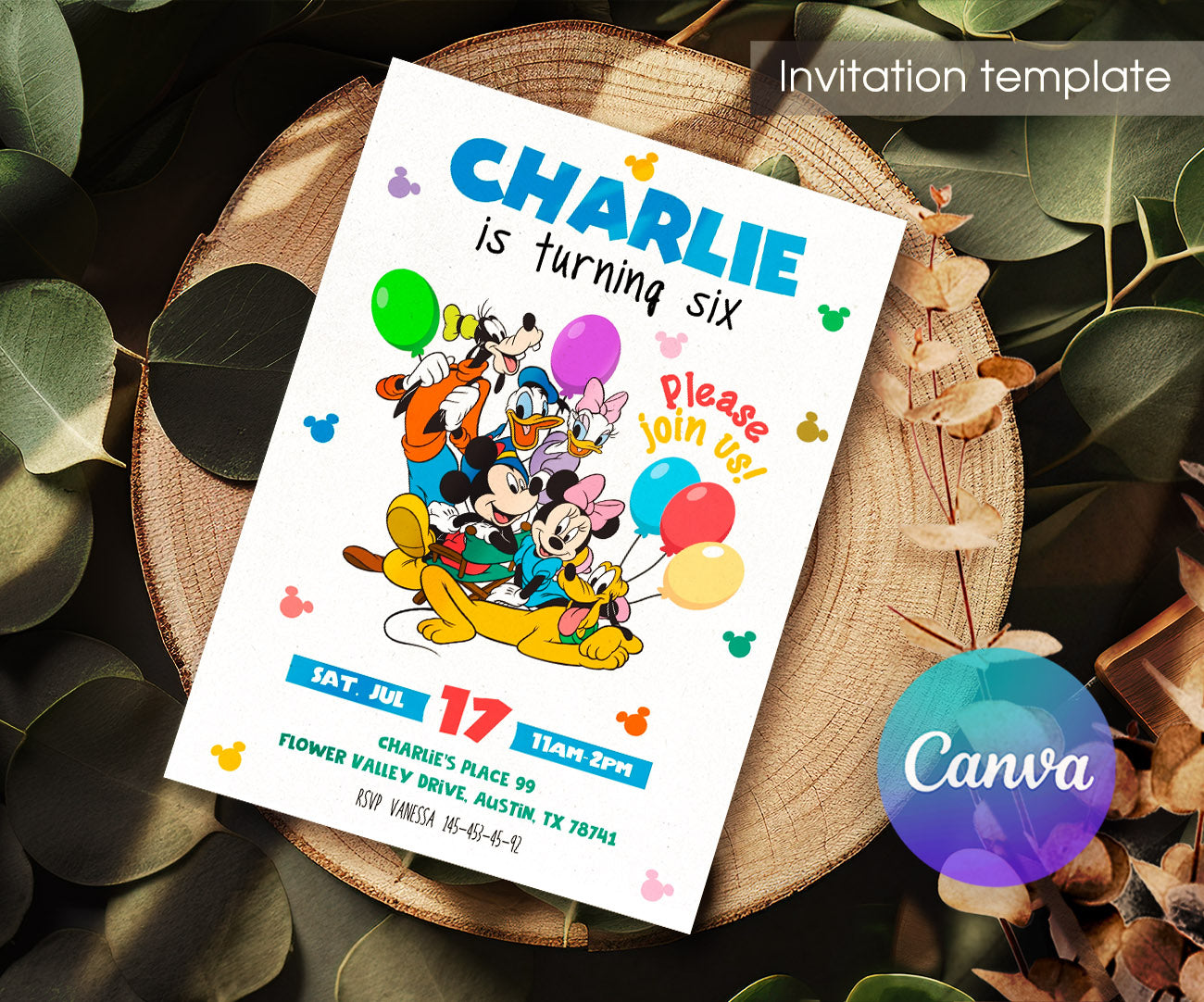 Clubhouse Mickey Mouse customizable invitation template | Share or Print | ED171