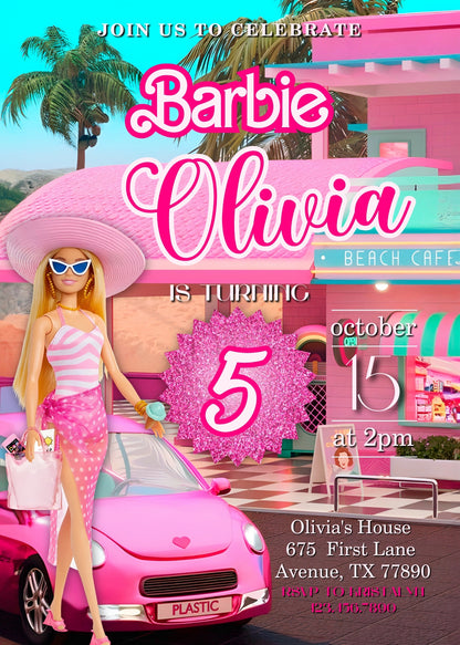 Barbie Pink customizable invitation template | Share or Print | girl | WR712