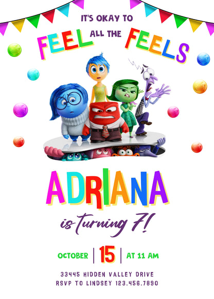 Inside Out 2 customizable invitation template | Share or Print | DP153