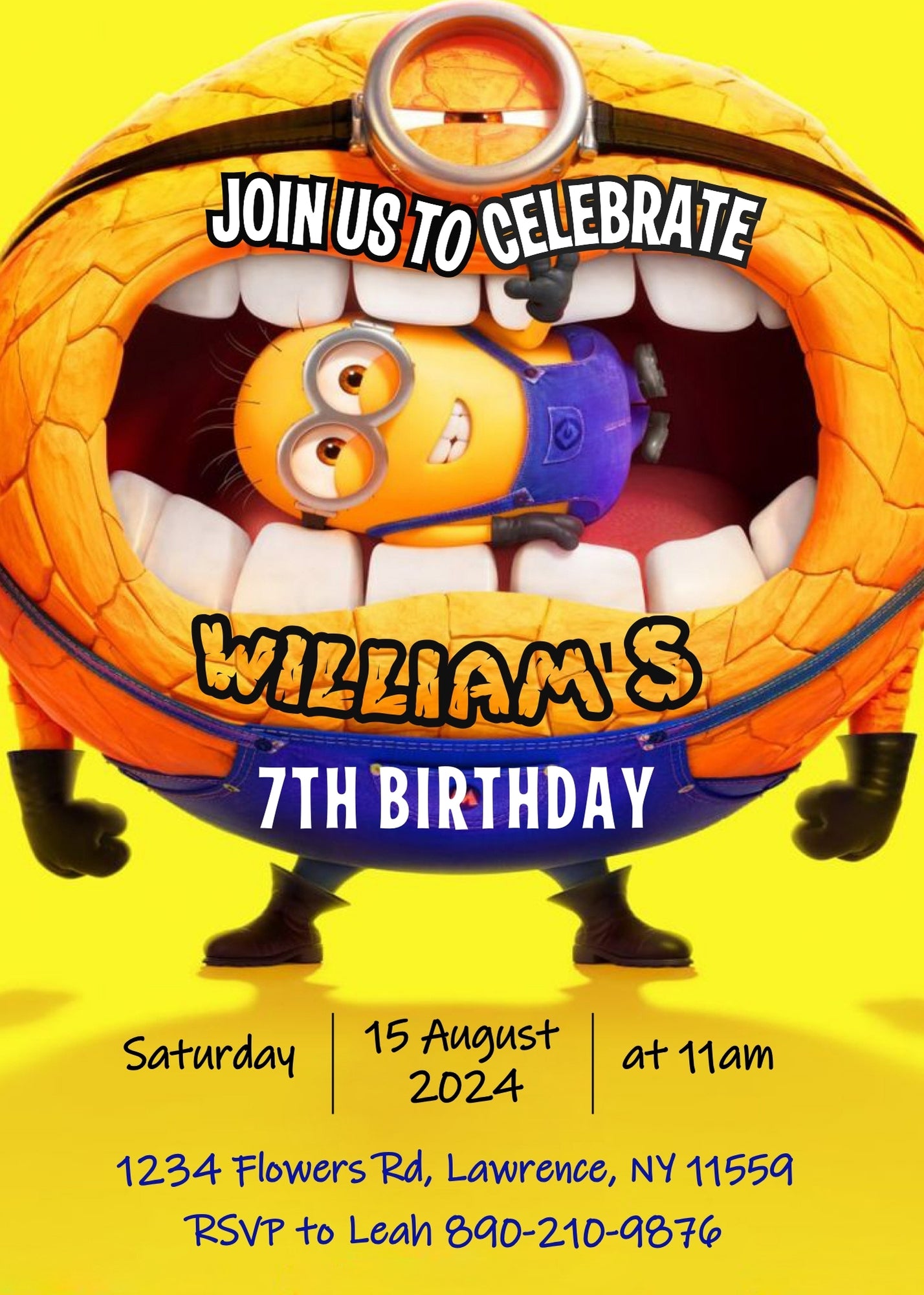 Despicable Me Minions customizable invitation template | Share or Print | IR791