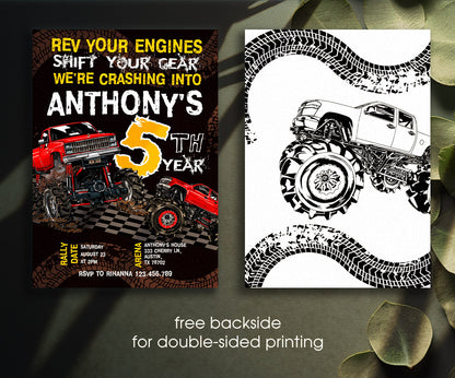 Monster Truck customizable invitation template | Share or Print | boy | DO356