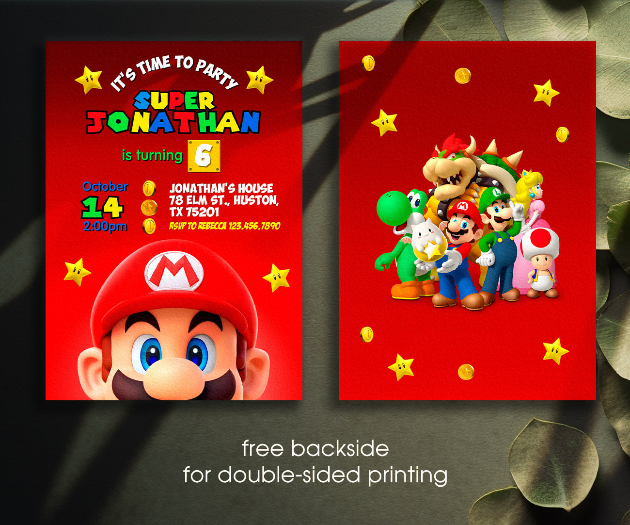 Super Mario Bros customizable invitation template | Share or Print | QV976
