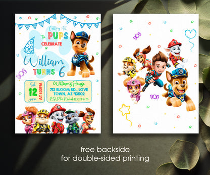 PAW Patrol customizable invitation template | Share or Print | NE878