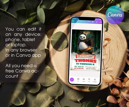 Kung Fu Panda Po customizable invitation template | Share or Print | XI034