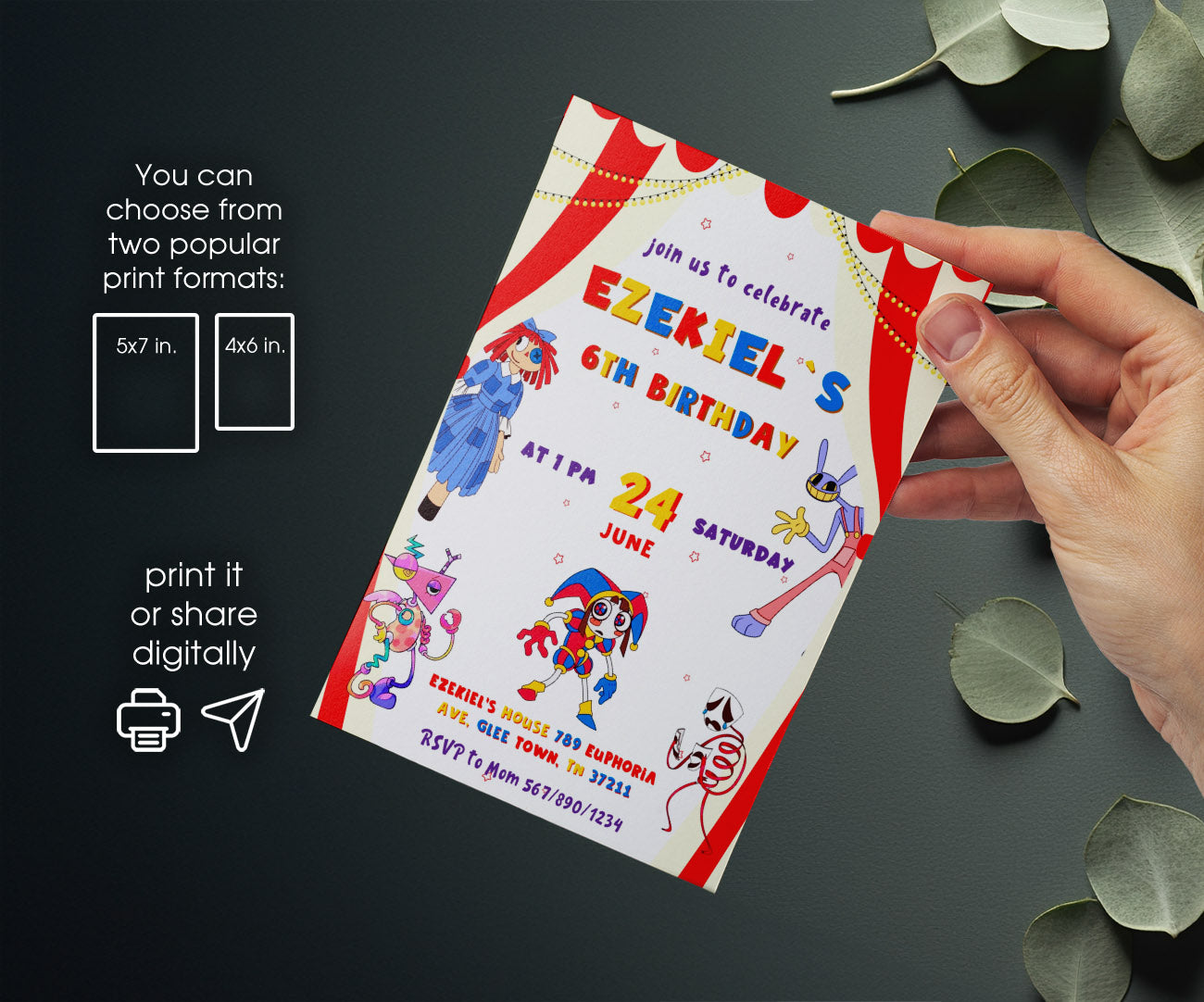 The Amazing Digital Circus customizable invitation template | Share or Print | DH829