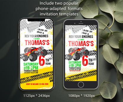 Monster Truck customizable invitation template | Share or Print | boy | MQ854