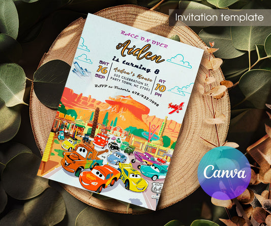 Cars Lightning McQueen customizable invitation template | Share or Print | boy | AW197