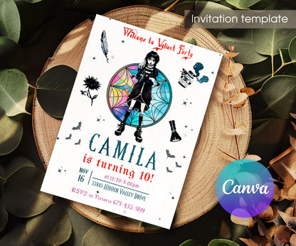 Wednesday Addams customizable invitation template | Share or Print | girl | FI125