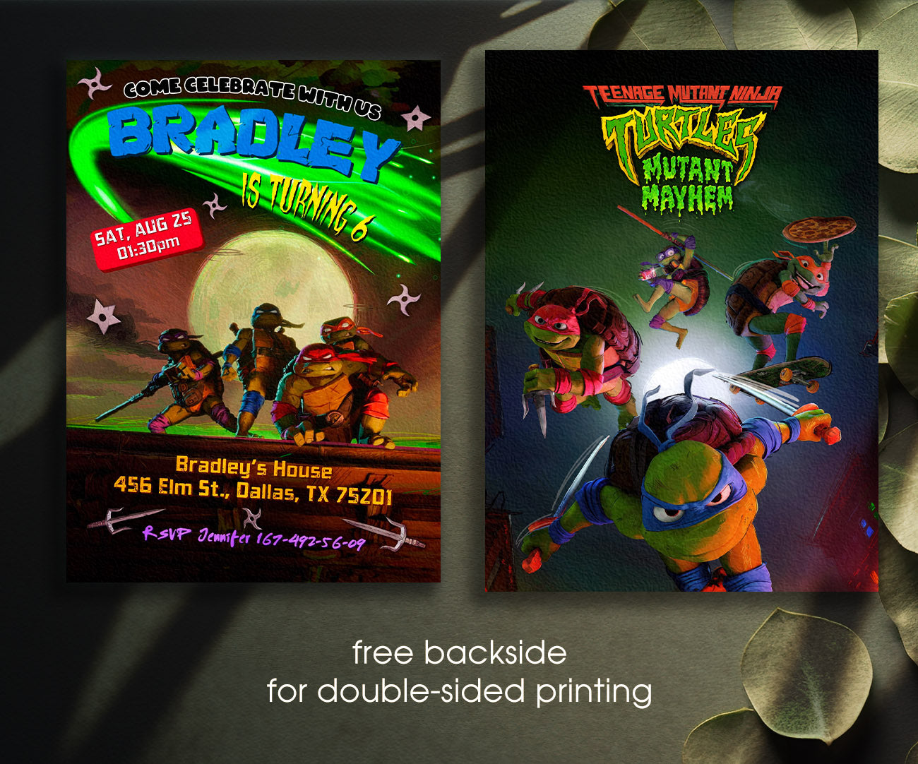 Teenage Mutant Ninja Turtles Mutant Mayhem customizable invitation template | Share or Print | boy | TB938