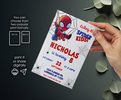 Spidey and His Amazing Friends customizable invitation template | Share or Print | boy | WV264