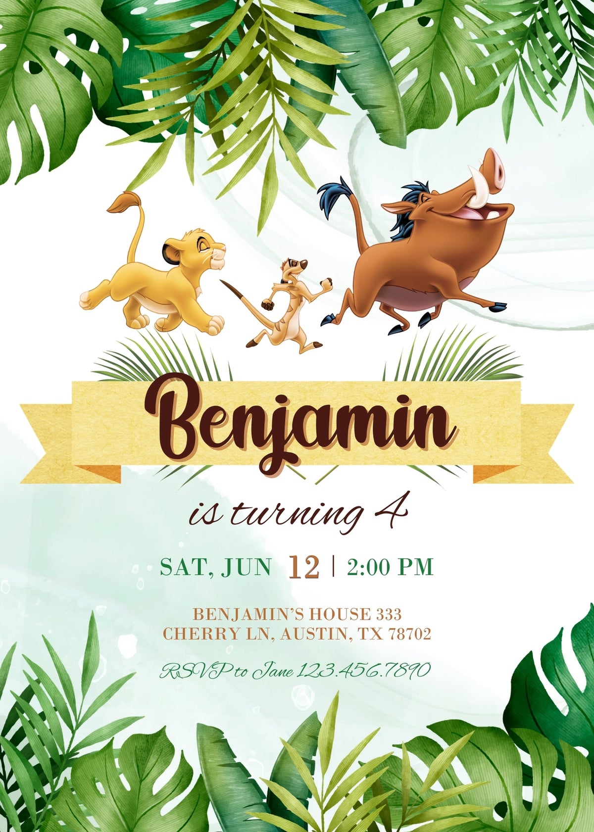 Lion King Simba customizable invitation template | Share or Print | MA573