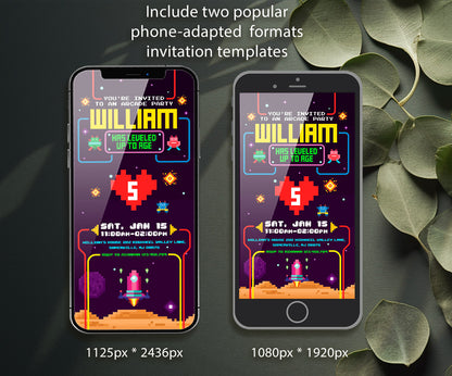 Arcade Gamer customizable invitation template | Share or Print | KK286