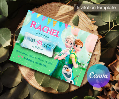 Frozen Elsa customizable invitation template | Share or Print | girl | CR425