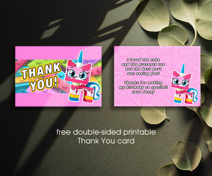 Lego UniKitty customizable invitation template | Share or Print | KI253