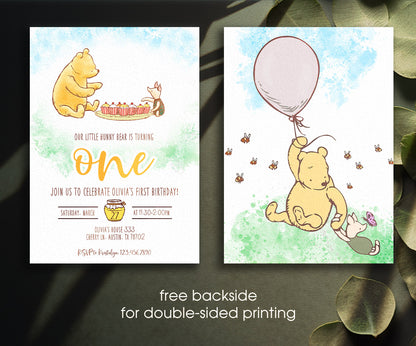 Winnie the Pooh customizable invitation template | Share or Print | KZ016