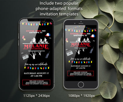 Stranger Things customizable invitation template | Share or Print | KN407