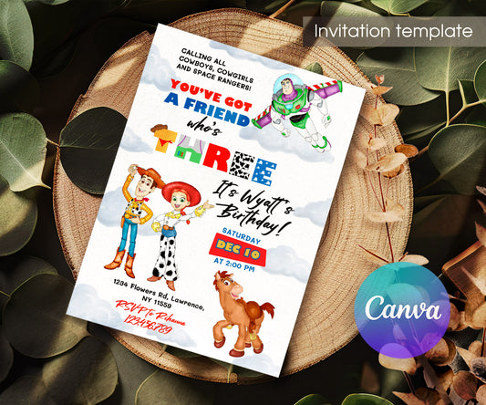 Toy Story Woody customizable invitation template | Share or Print | GJ857