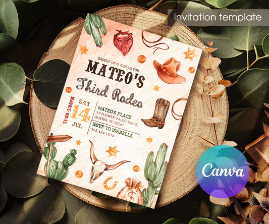 Cowboy Rodeo customizable invitation template | Share or Print | boy | VU492