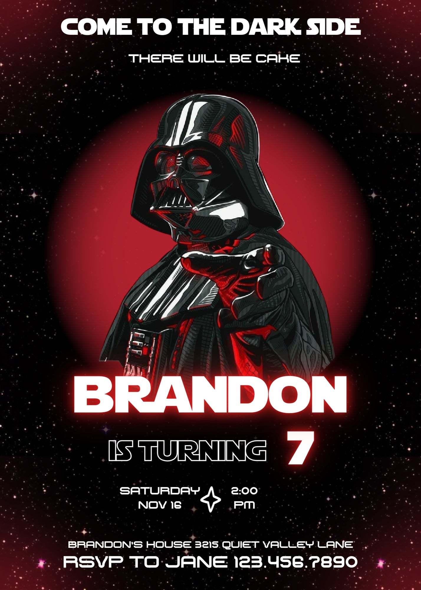 Star Wars Darth Vader customizable invitation template | Share or Print | boy | GE404