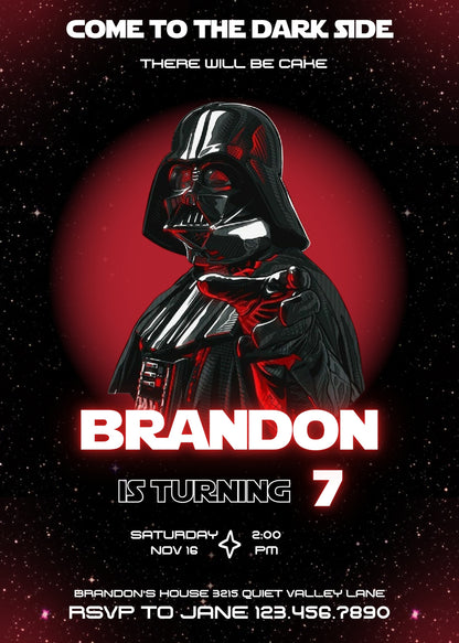 Star Wars Darth Vader customizable invitation template | Share or Print | boy | GE404